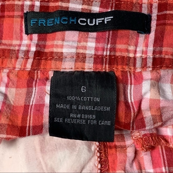 French Cuff Size 6 Pink/White/Red Women's Golf Bermuda Plaid Shorts - Picture 7 of 9